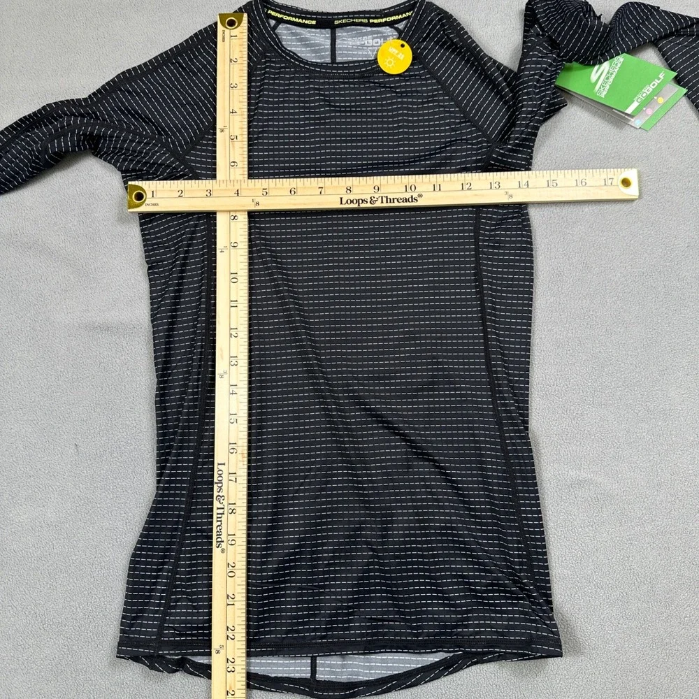 NWT Skechers Go Golf Shirt Womens XS Black Layer Top Stripe Long Sleeve UPF 25 - Picture 4 of 11